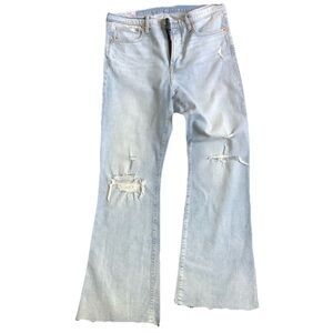 GAP 70’s Flare High Rise Light Blue Distressed Jeans 14R